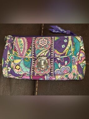 Vera Bradley Purple Paisley Quilted Wristlet Clutch